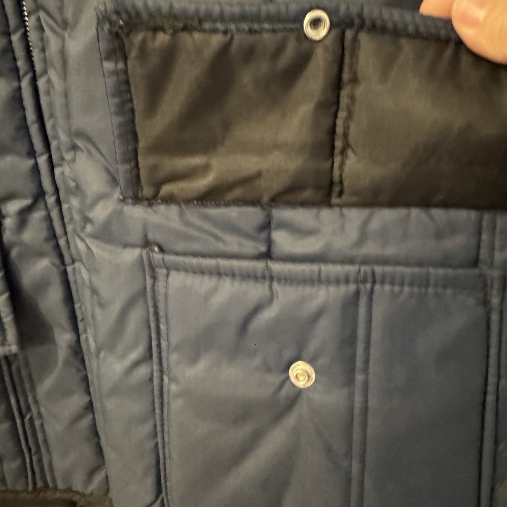Vintage Hollofil 808 Quilted Hunting Vest Mens XL Navy Blue Cargo Pockets Zip Up - Picture 5 of 8
